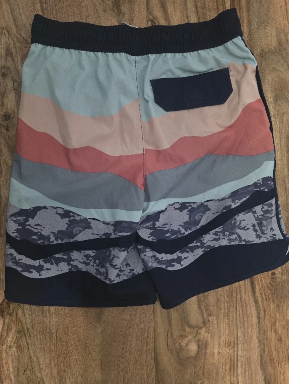 Wonder Nations Multicolor Wave-Print Swim Trunks Size: Large (10/12)
